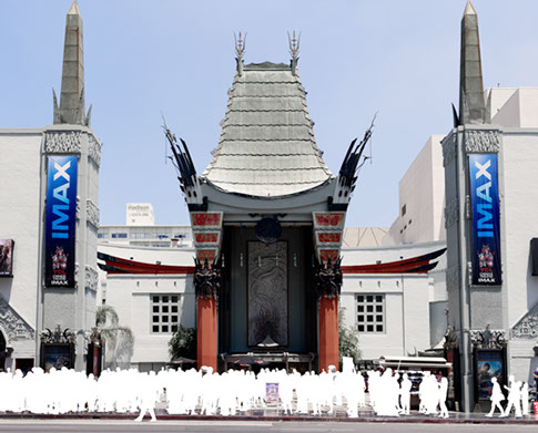 X Was Here: Silhouettes on Graffiti. From the "X" Was Here series of photographs by Dylan Strickland. Iconic architecture with people removed.